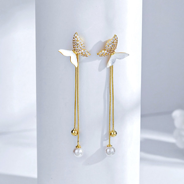 Cercei cu fluture și perle pentru femei