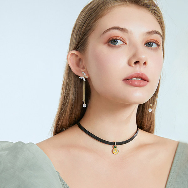 Cercei cu fluture și perle pentru femei