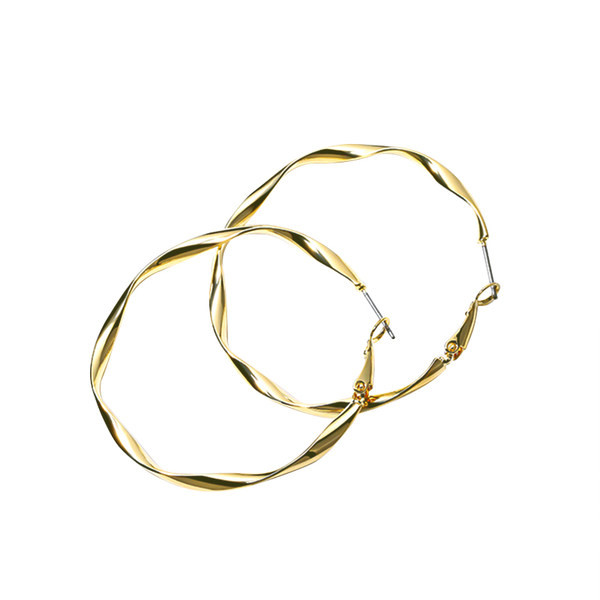 Cercei tip inel de dama de culoare aurie