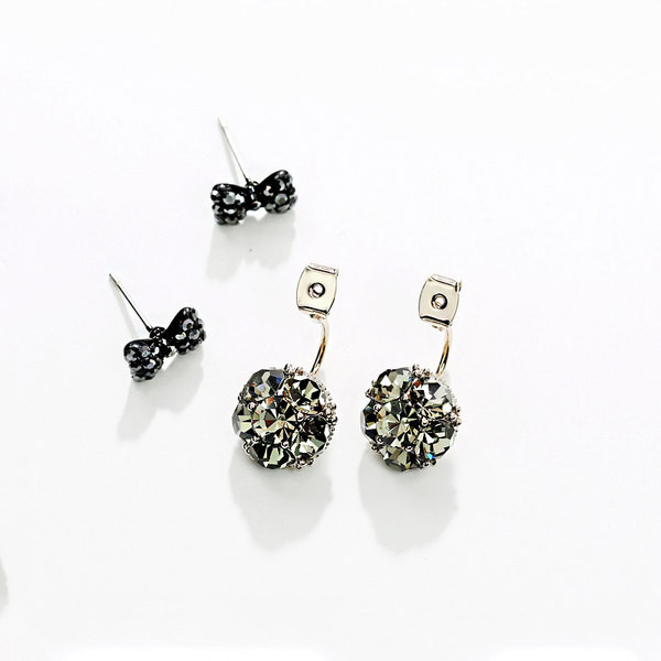 Cercei de dama cu pietre decorative negre