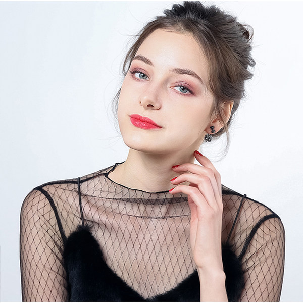 Cercei de dama cu pietre decorative negre