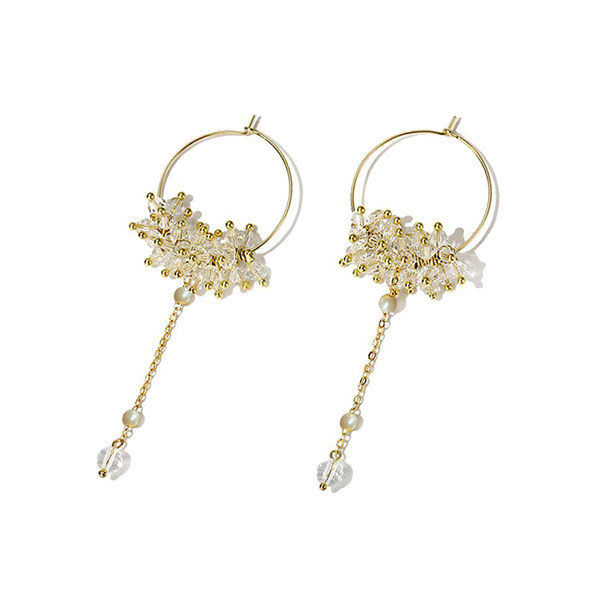 Cercei rotunzi de dama cu pandantiv metalic