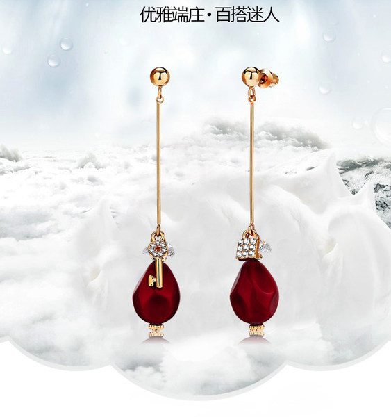 Cercei atârnați de damă cu pietre și prindere cu șuruburi