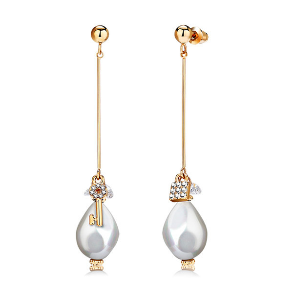 Cercei atârnați de damă cu pietre și prindere cu șuruburi