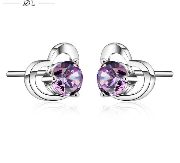 Cercei de dama cu surub si pietre colorate