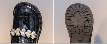 Детски модерни обувки от еко кожа с декоративни камъни