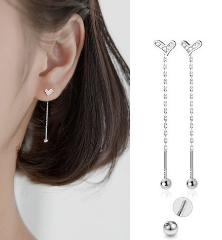 Cercei cu piatra inima de dama