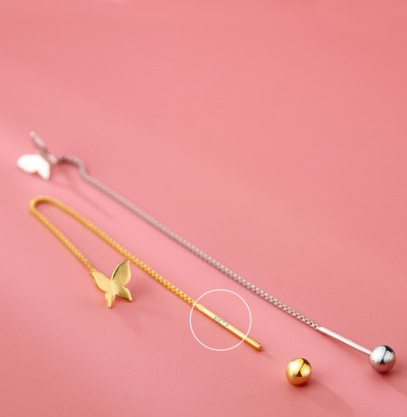 Cercei lungi eleganti de dama in doua culori