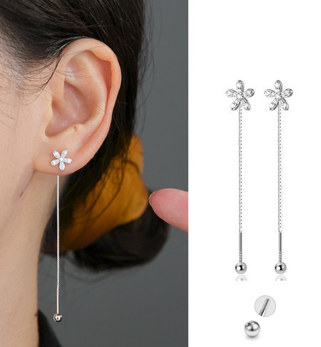 Cercei lungi de damă moderni cu pietre - argintiu și auriu