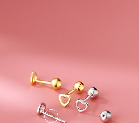 Cercei de dama cu surub de culoare argintiu si auriu