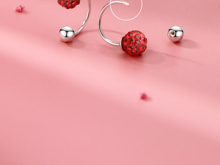 Cercei dama cu - pietre decorative in doua culori