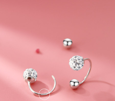 Cercei dama cu - pietre decorative in doua culori