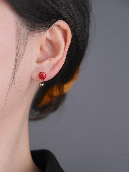 Cercei dama cu - pietre decorative in doua culori