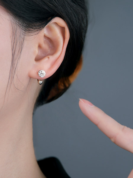 Cercei dama cu - pietre decorative in doua culori