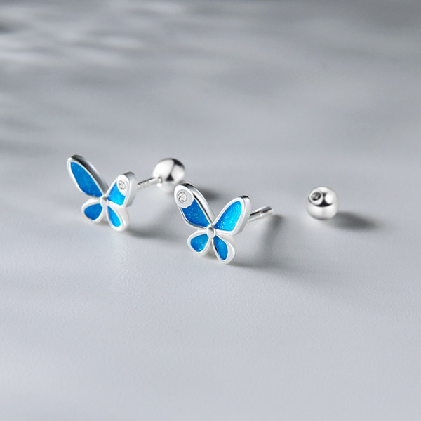 Cercei de dama fluture argintiu