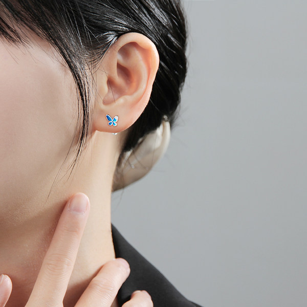 Cercei de dama fluture argintiu