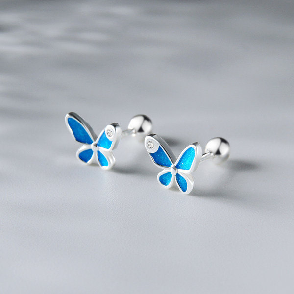 Cercei de dama fluture argintiu