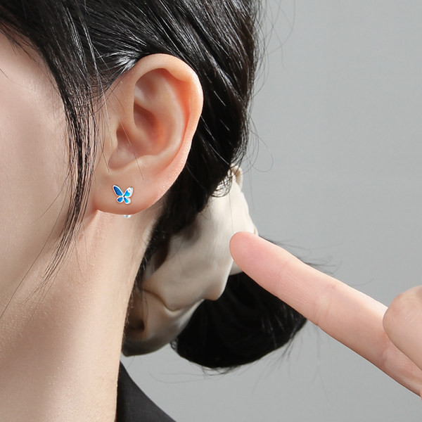 Cercei de dama fluture argintiu