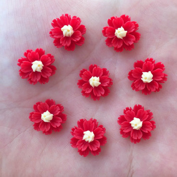 Νέα 80PCS Ρητίνη 13mm 3D Flower Flatback Stone Ebellishment DIY Scrapbook Crafts R92*2
