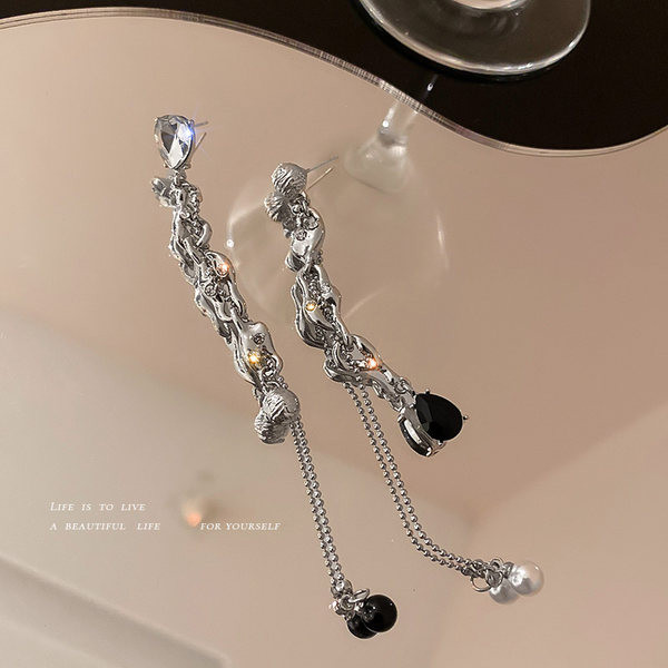 Cercei de damă cu pietre și perle