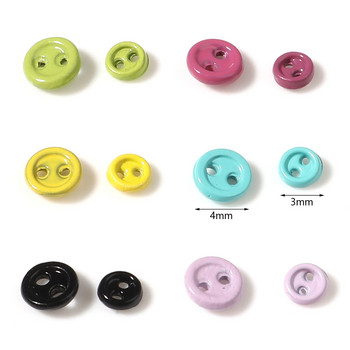 50 бр. 3 мм 4 мм мини копчета за дрехи за кукли Направи си сам Кръгли бонбонени цветни 2 дупки Изработка на картички Бутони за скрапбукинг Аксесоари за шиене