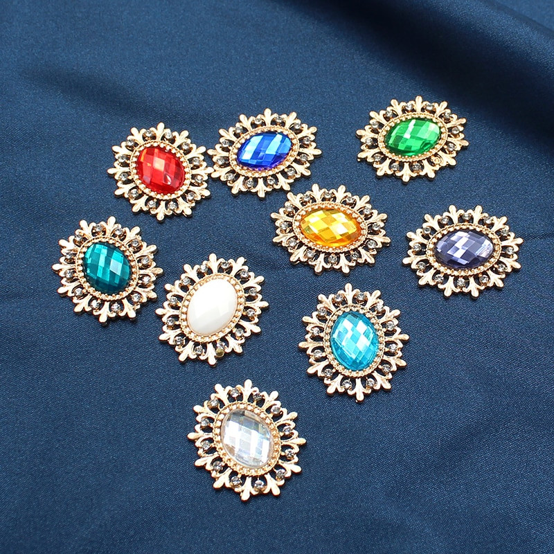 10 buc/lot 28*25 MM strasuri pentru cusut nasturi de flori pentru îmbrăcăminte Diy Manualidades Accesorii de păr decorative