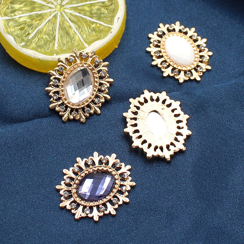 10 buc/lot 28*25 MM strasuri pentru cusut nasturi de flori pentru îmbrăcăminte Diy Manualidades Accesorii de păr decorative