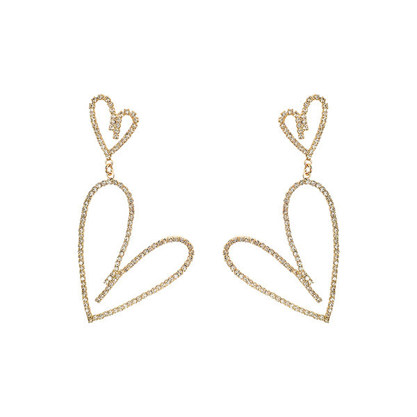 Cercei moderni de dama in forma de inima cu pietre