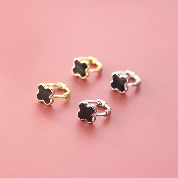 Cercei moderni de dama trifoi cu patru foi doua culori