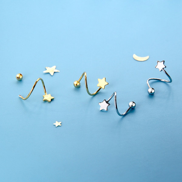 Cercei stea de dama cu inchidere cu surub