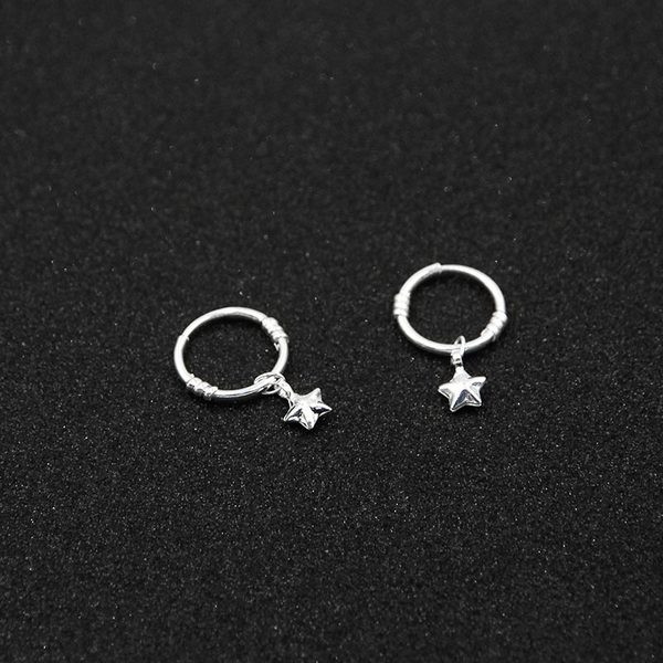 Cercei de dama inele cu pandantiv - culoare argintie