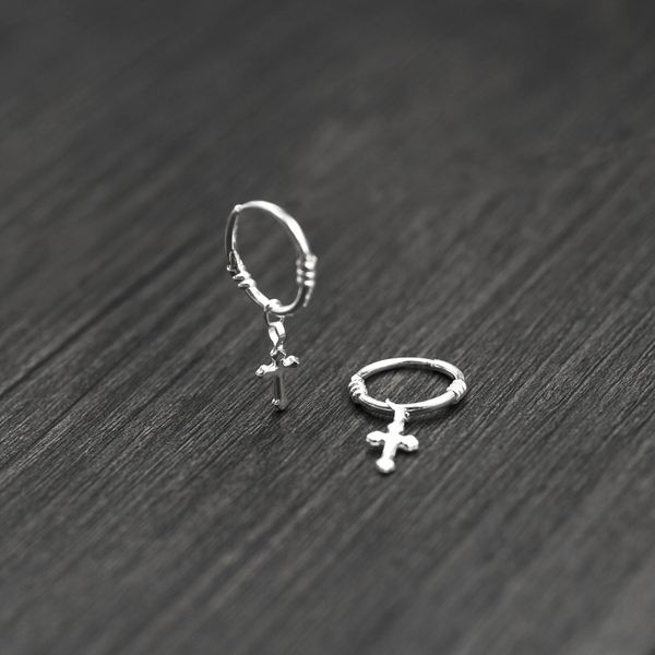 Cercei de dama inele cu pandantiv - culoare argintie