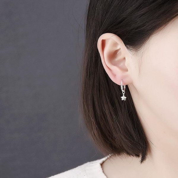 Cercei de dama inele cu pandantiv - culoare argintie