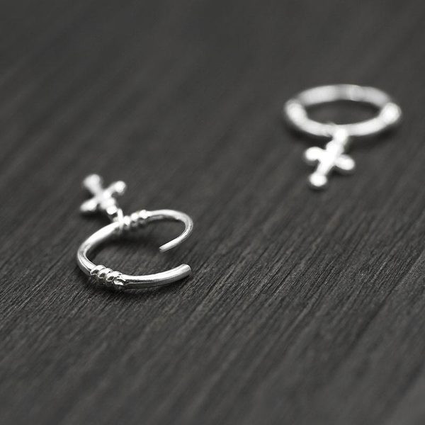 Cercei de dama inele cu pandantiv - culoare argintie