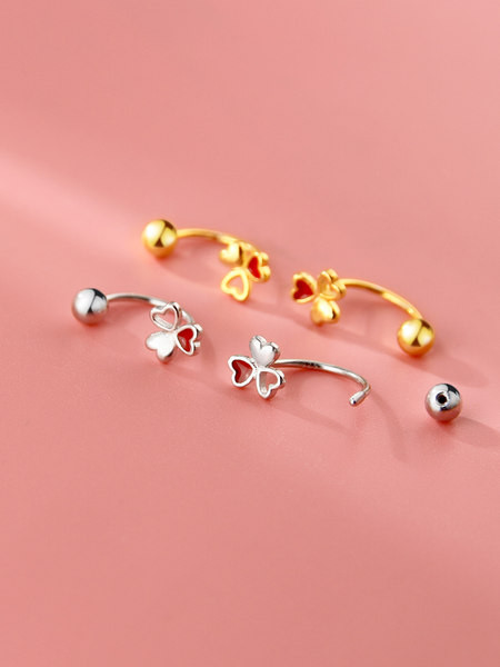 Cercei de dama de culoare auriu si argintiu cu surub