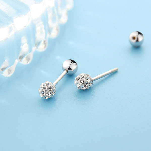 Cercei de damă pe șurub cu pietre și formă de bilă