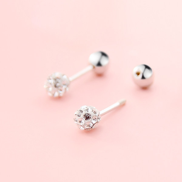 Cercei de damă pe șurub cu pietre și formă de bilă