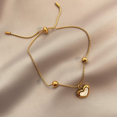 Brățară de oțel din titan cu inimă reglabilă pentru femei