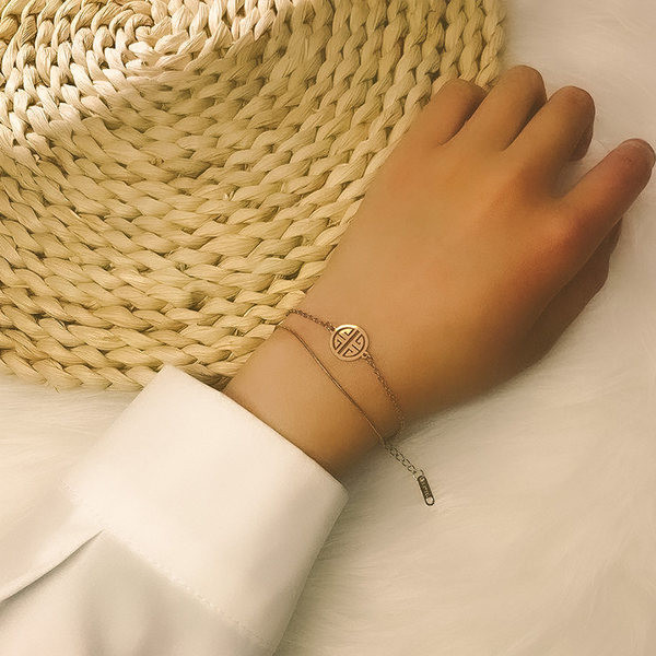 Bratara de dama din otel titan cu doua straturi