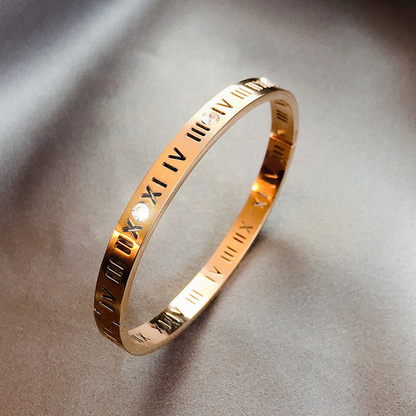 Brățară retro damă din oțel titan cu cifre romane