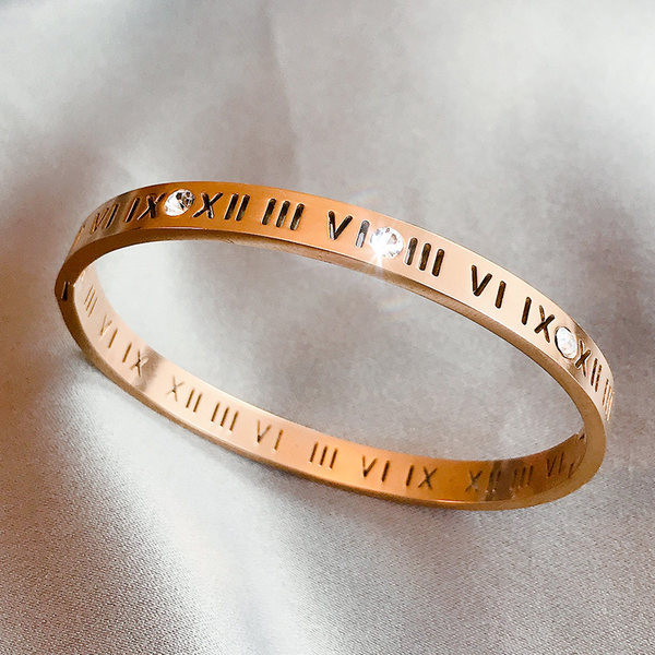 Brățară retro damă din oțel titan cu cifre romane