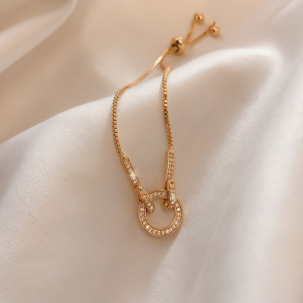 Bratara de dama moderna cu pietre decorative - culoare aurie si argintie