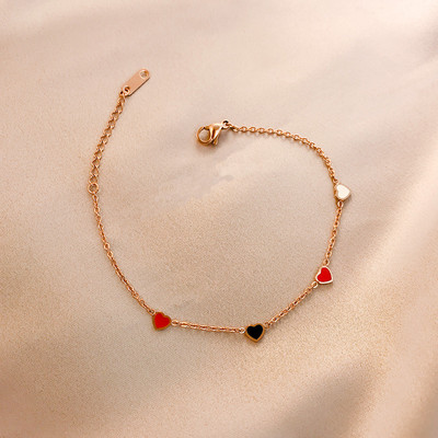 Bratara de dama din otel titan cu trifoi si inima