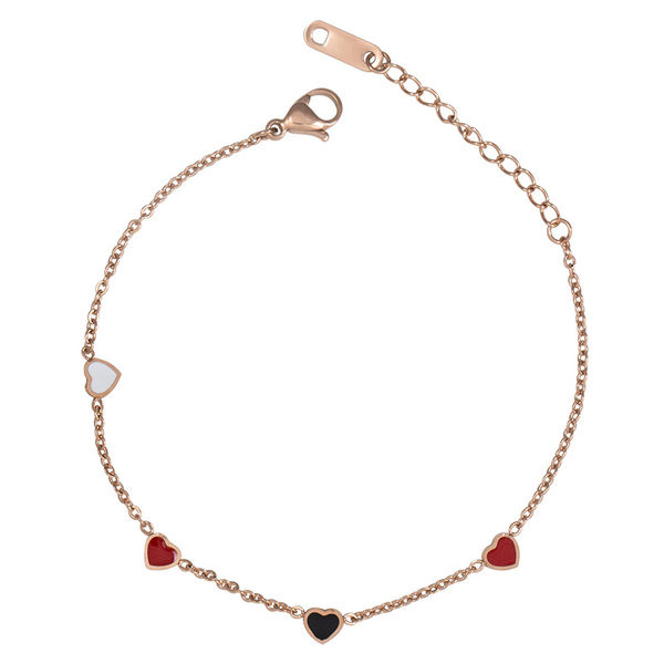 Bratara de dama din otel titan cu trifoi si inima