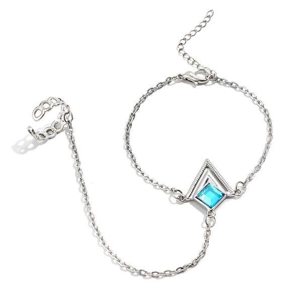 Bratara de dama moderna cu inel - culoare auriu si argintiu