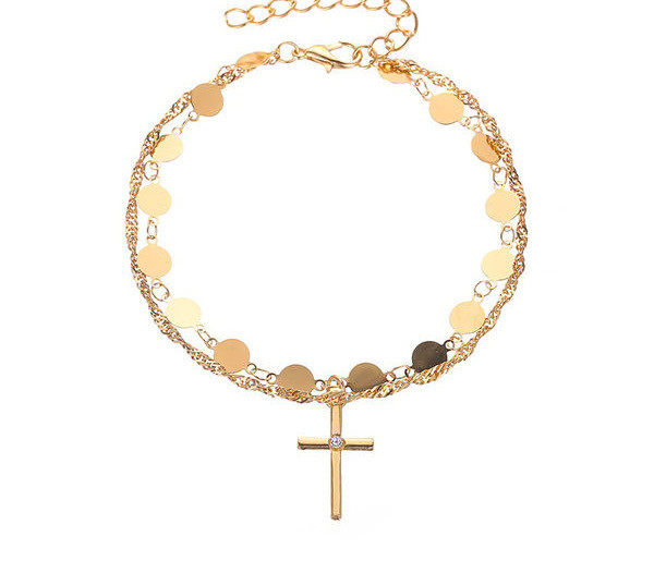 Bratara de dama cu pandantiv in cruce si piatra decorativa