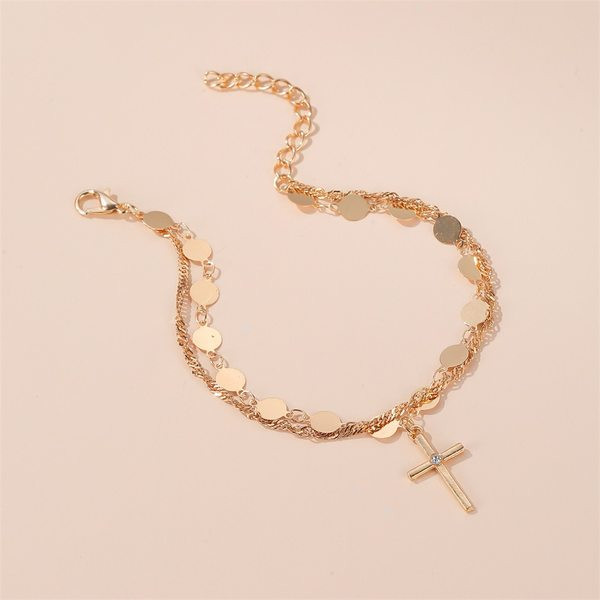 Bratara de dama cu pandantiv in cruce si piatra decorativa