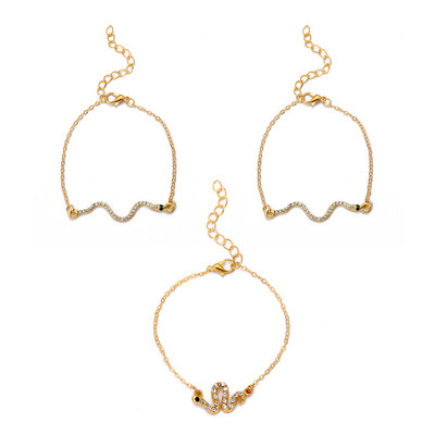 Bratara moderna de dama trei piese intr-un set cu pietre decorative