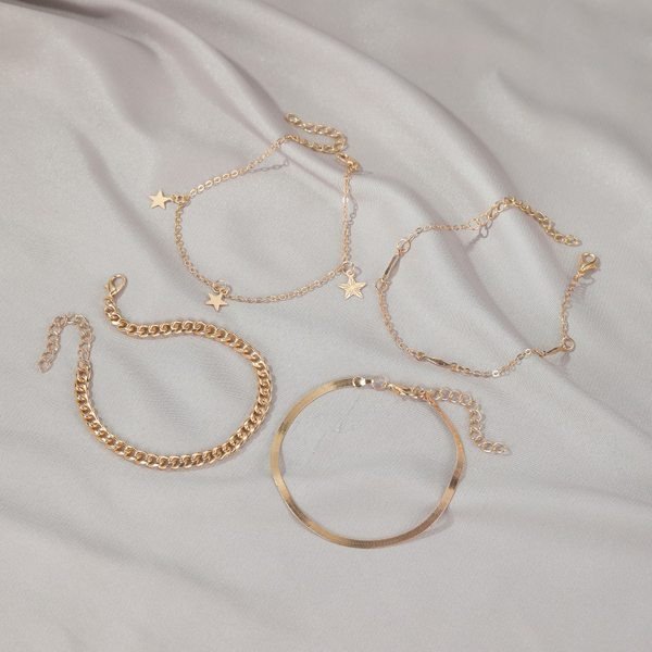 Bratara dama 4 piese intr-un set de culoare aurie