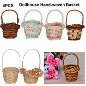 4 buc. Mini coș cu legume, 6 stiluri, cadru drăguț din ratan pentru 1/12 case de păpuși țesute manual, decorare în miniatură